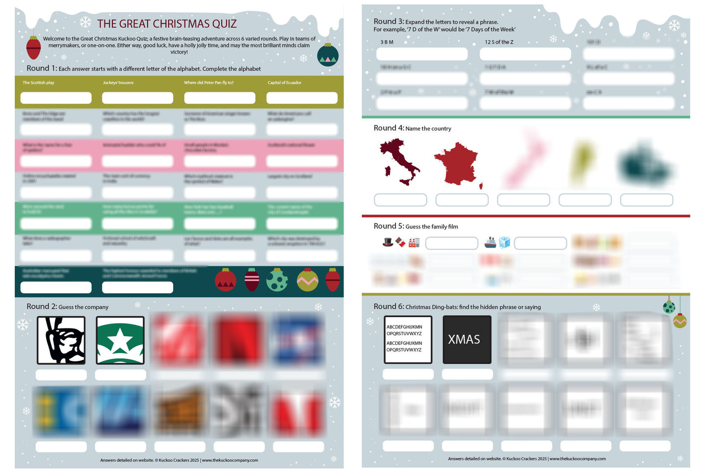 The Great Christmas Quiz Christmas Crackers (6 x 13-inch Crackers)