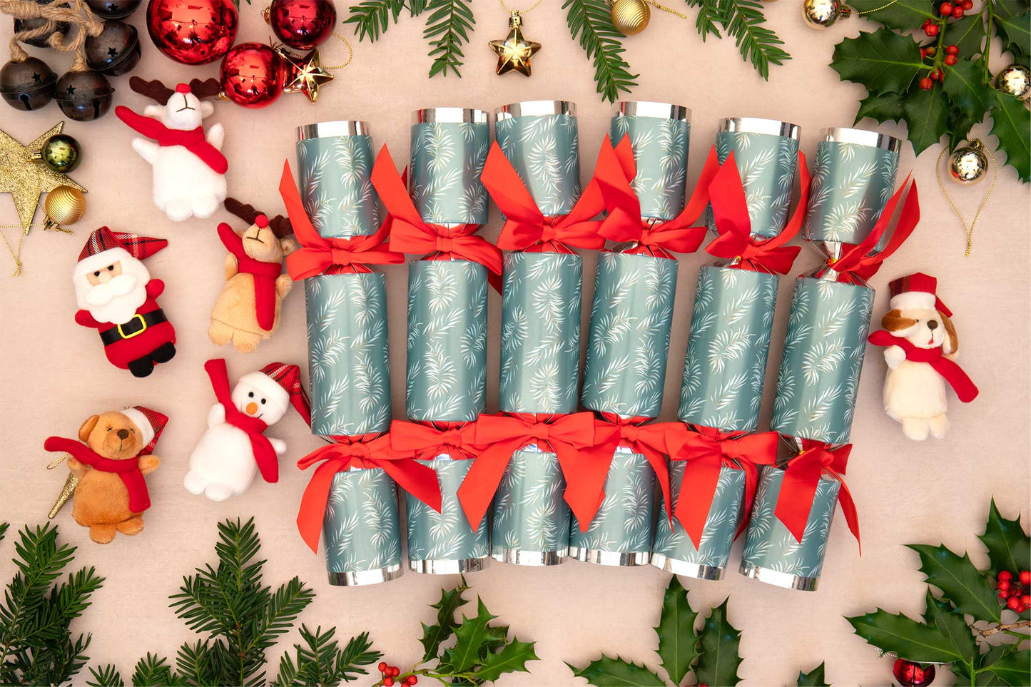 Santa's Friends Teddy Bear Christmas Crackers (6 x 13-inch Crackers)