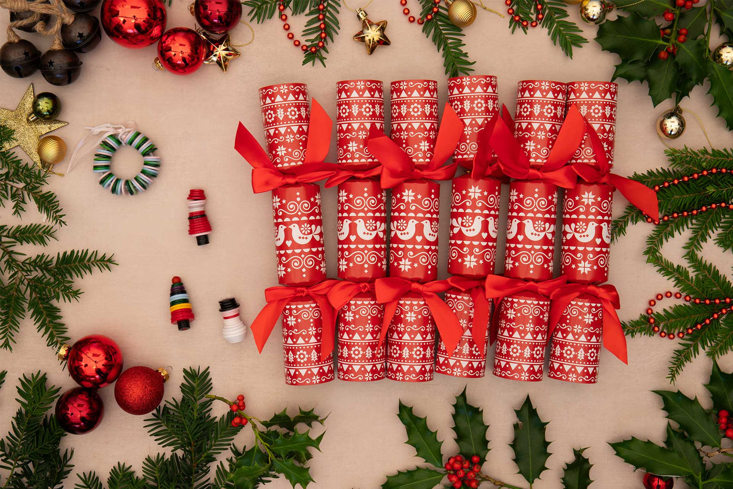 DIY Button Ornament Christmas Crackers (6 x 12-inch Crackers)