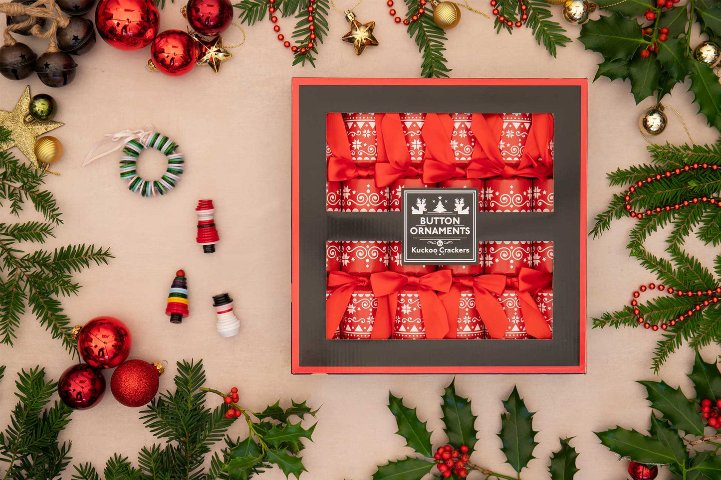 DIY Button Ornament Christmas Crackers (6 x 12-inch Crackers)
