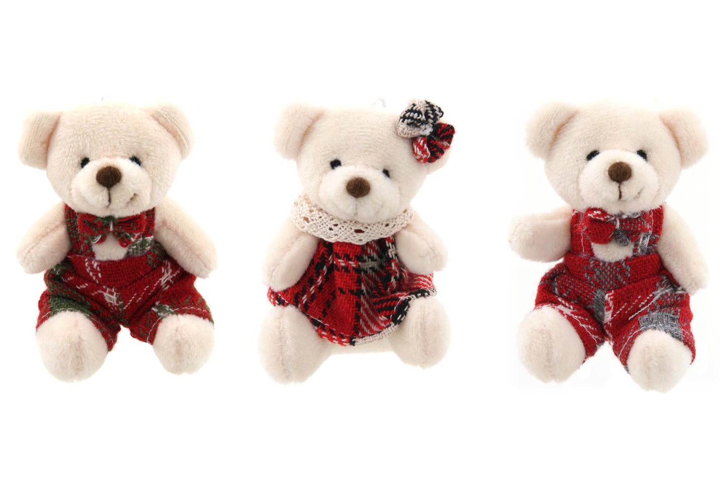Teddy Bears in Red Tartan Clothes Christmas Crackers (6 x 13-inch Crackers)
