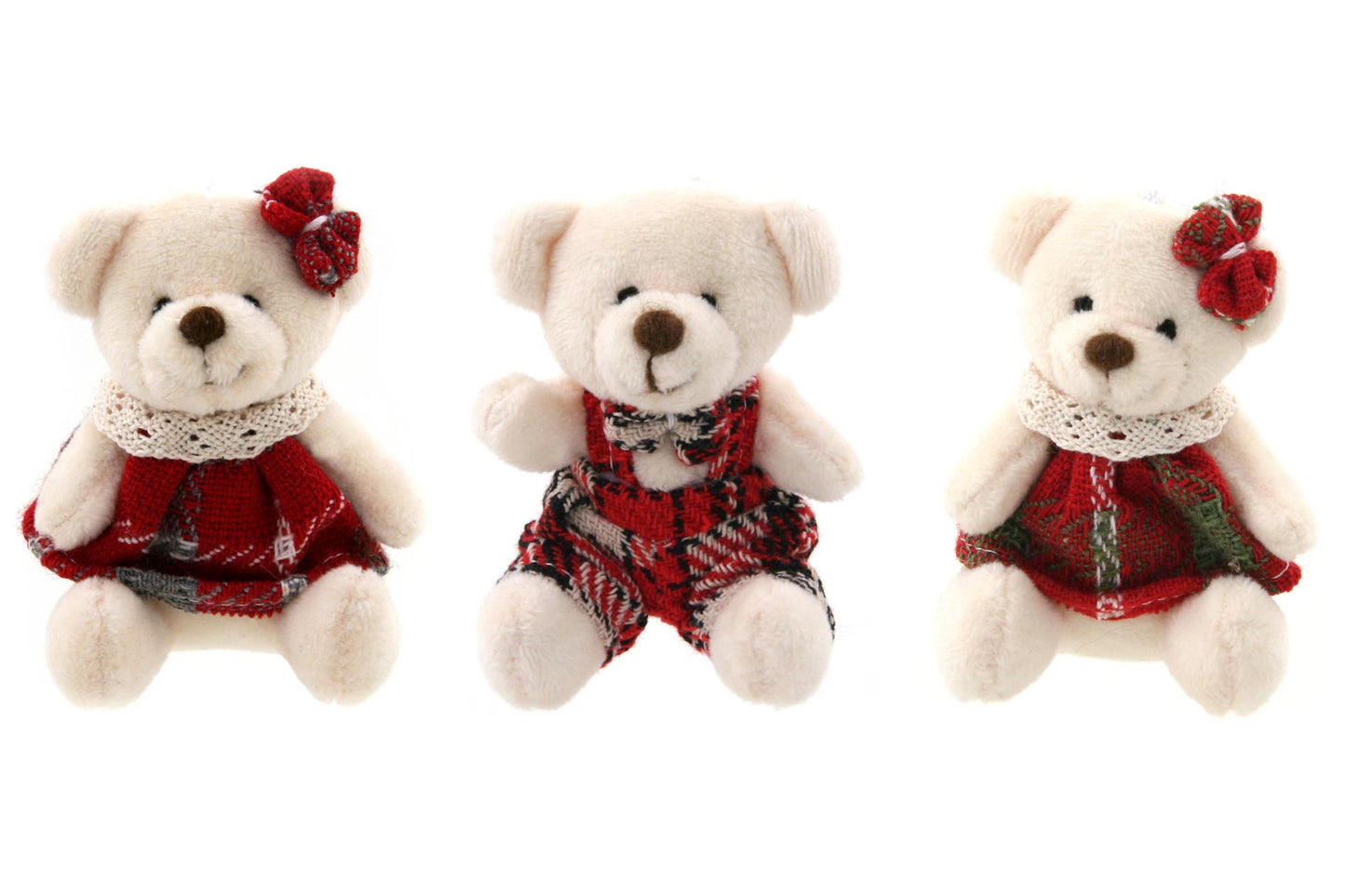 Teddy Bears in Red Tartan Clothes Christmas Crackers (6 x 13-inch Crackers)